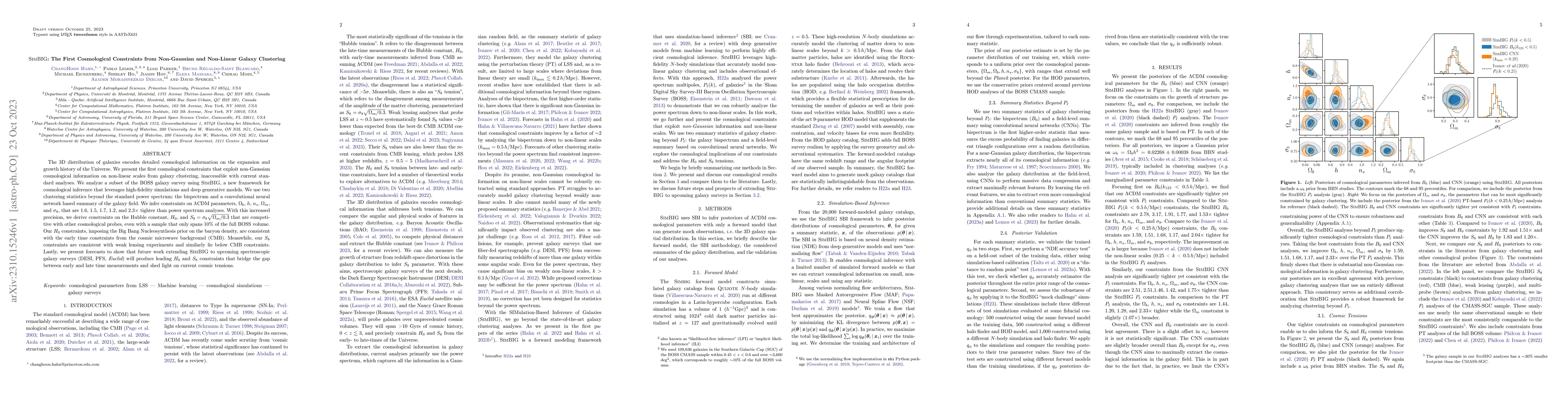 Thumbnail for ${\rm S{\scriptsize IM}BIG}$: The First Cosmological Constraints from
  Non-Gaussian and Non-Linear Galaxy Clustering