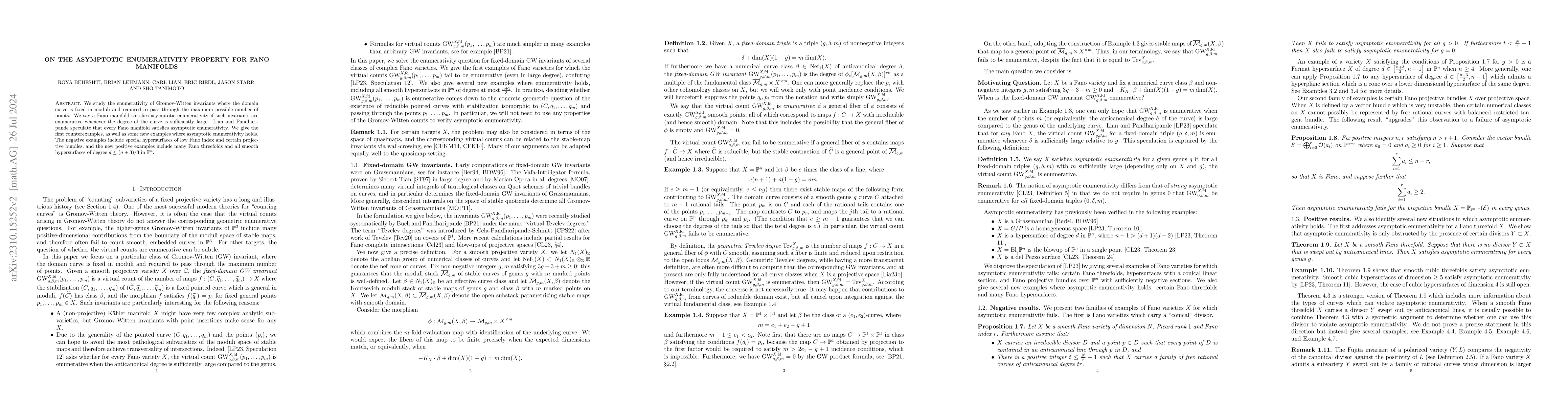Thumbnail for On the asymptotic enumerativity property for Fano manifolds