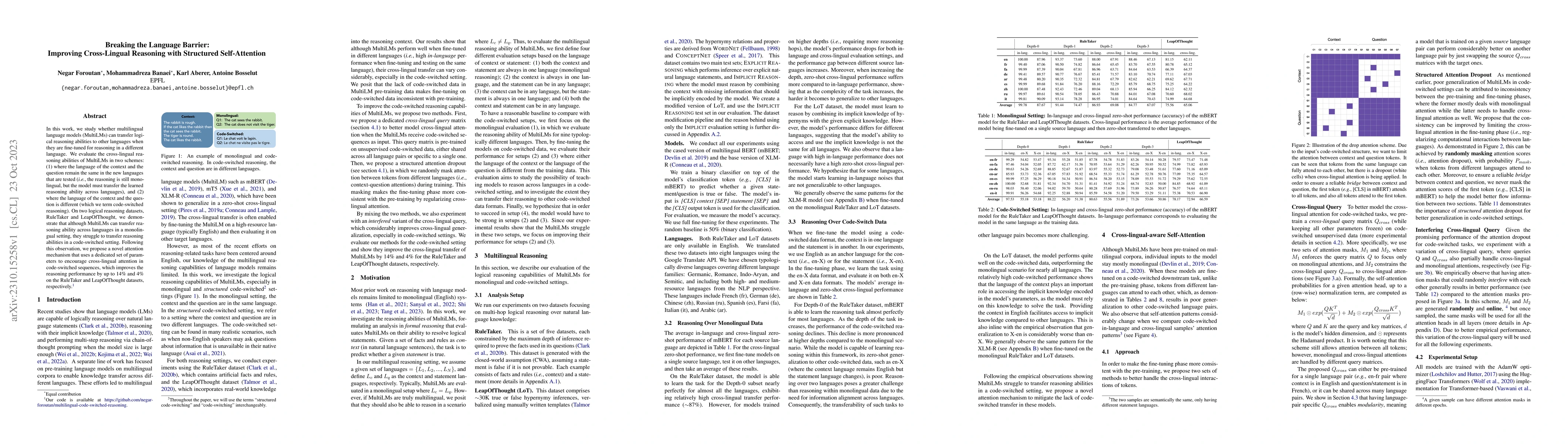 Thumbnail for Breaking the Language Barrier: Improving Cross-Lingual Reasoning with
  Structured Self-Attention