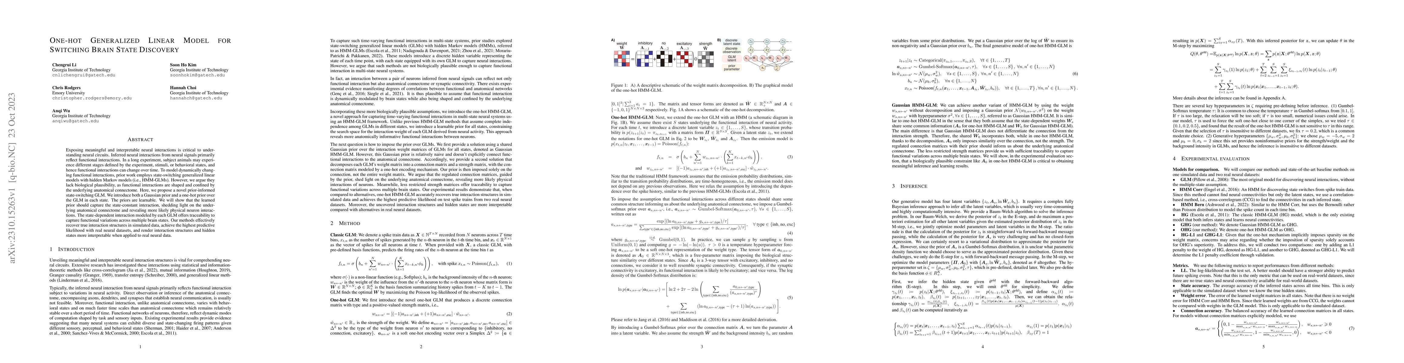 Thumbnail for One-hot Generalized Linear Model for Switching Brain State Discovery