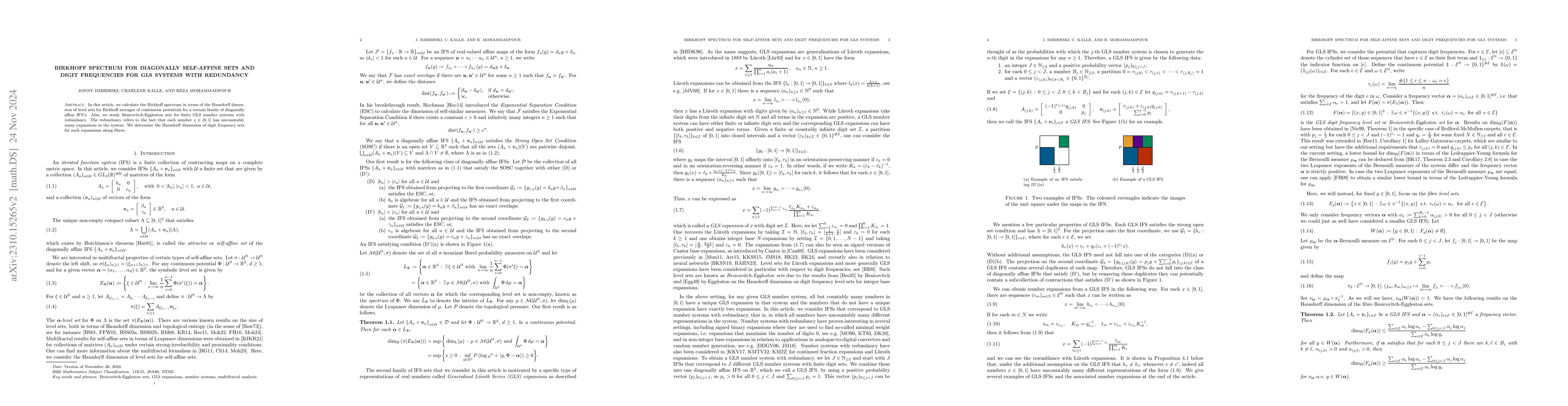 Thumbnail for Besicovitch-Eggleston sets for finite GLS number systems with redundancy