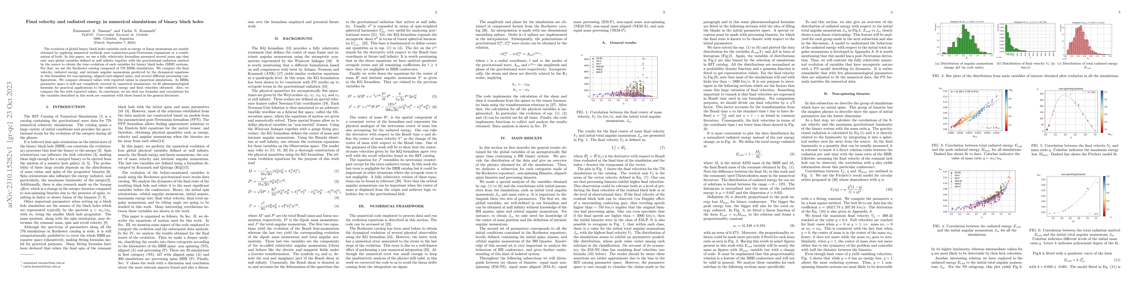 Thumbnail for Final velocity and radiated energy in numerical simulations of binary
  black holes