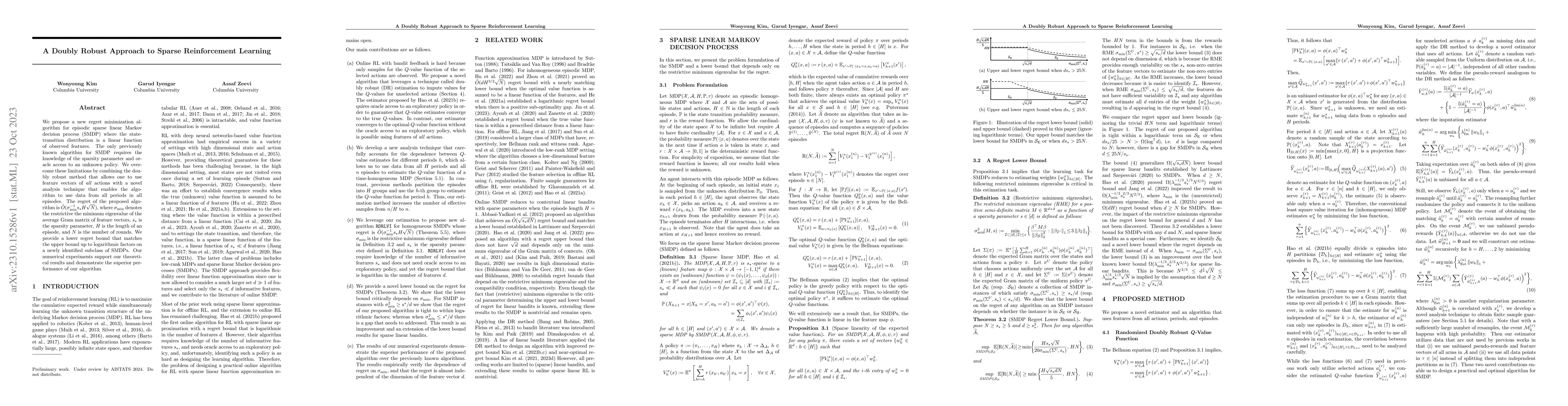 Thumbnail for A Doubly Robust Approach to Sparse Reinforcement Learning