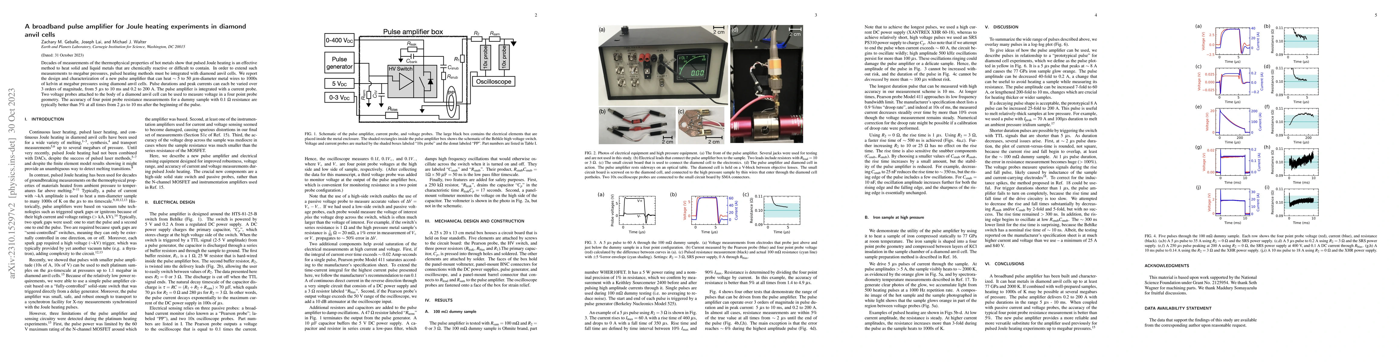 Thumbnail for A broadband pulse amplifier for Joule heating experiments in diamond
  anvil cells
