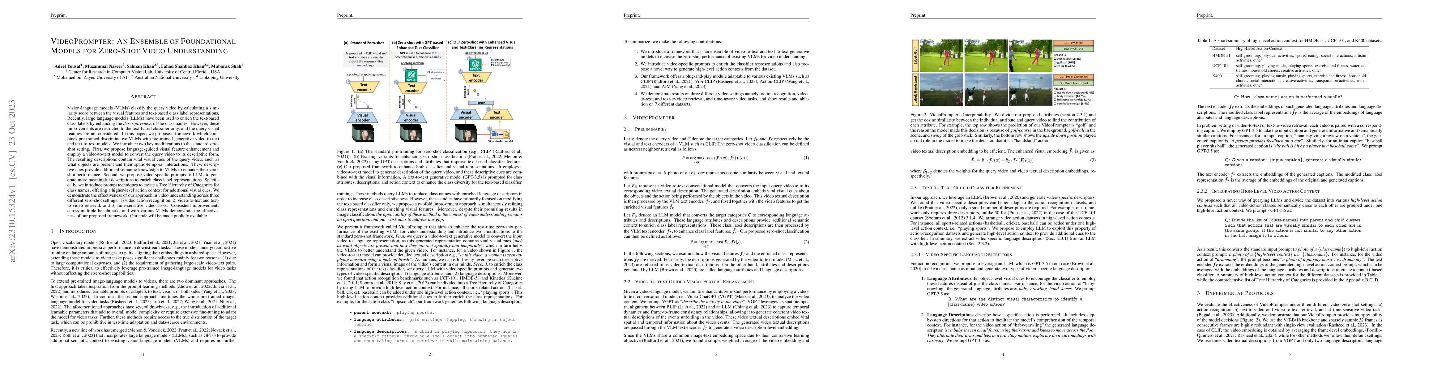 Thumbnail for Videoprompter: an ensemble of foundational models for zero-shot video
  understanding