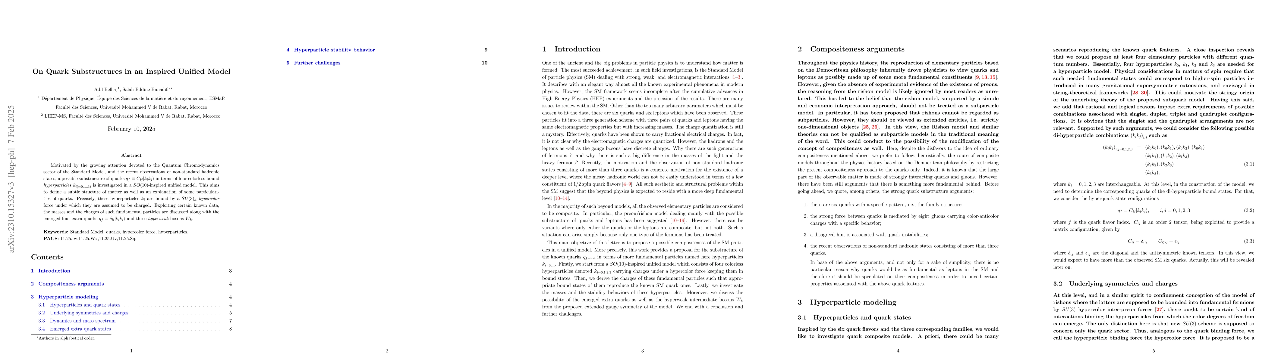 Thumbnail for On Quark Substructures in an Inspired Unified Model