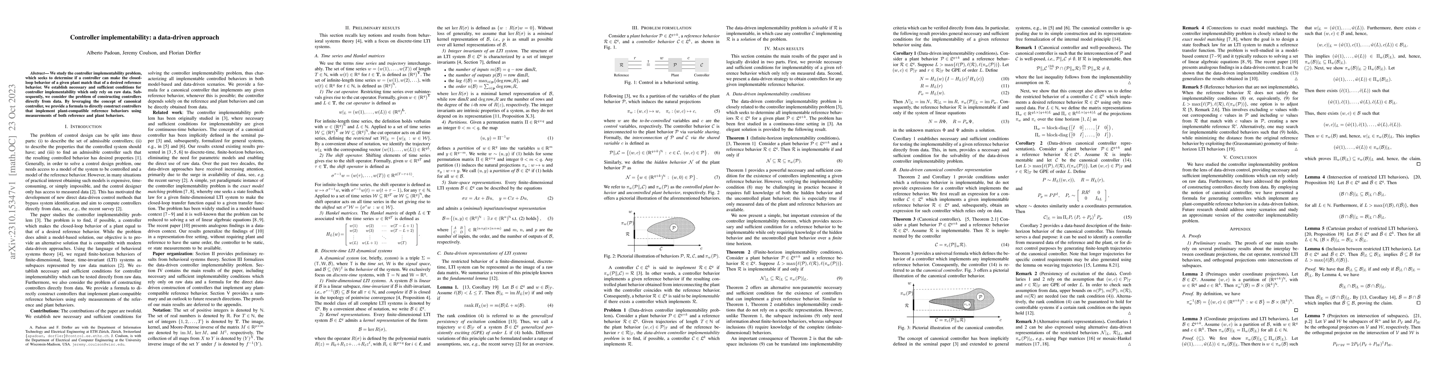 Thumbnail for Controller implementability: a data-driven approach