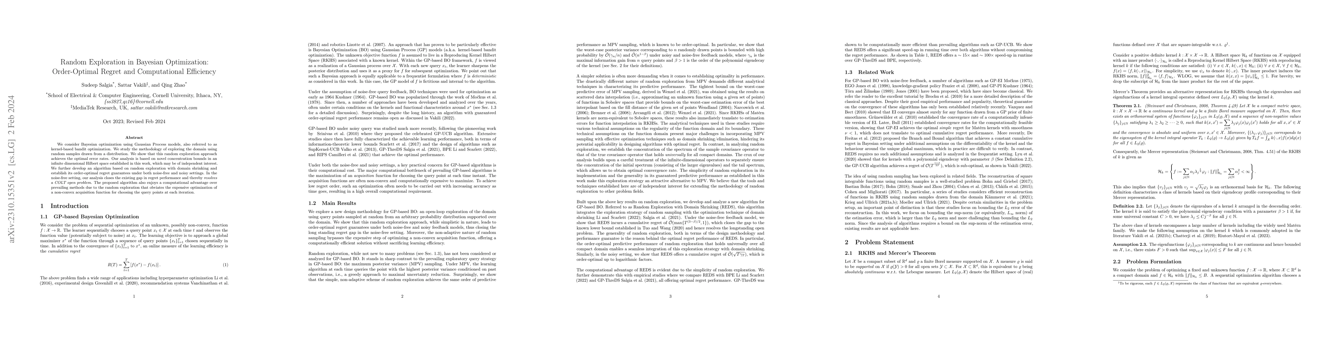 Thumbnail for Random Exploration in Bayesian Optimization: Order-Optimal Regret and
  Computational Efficiency