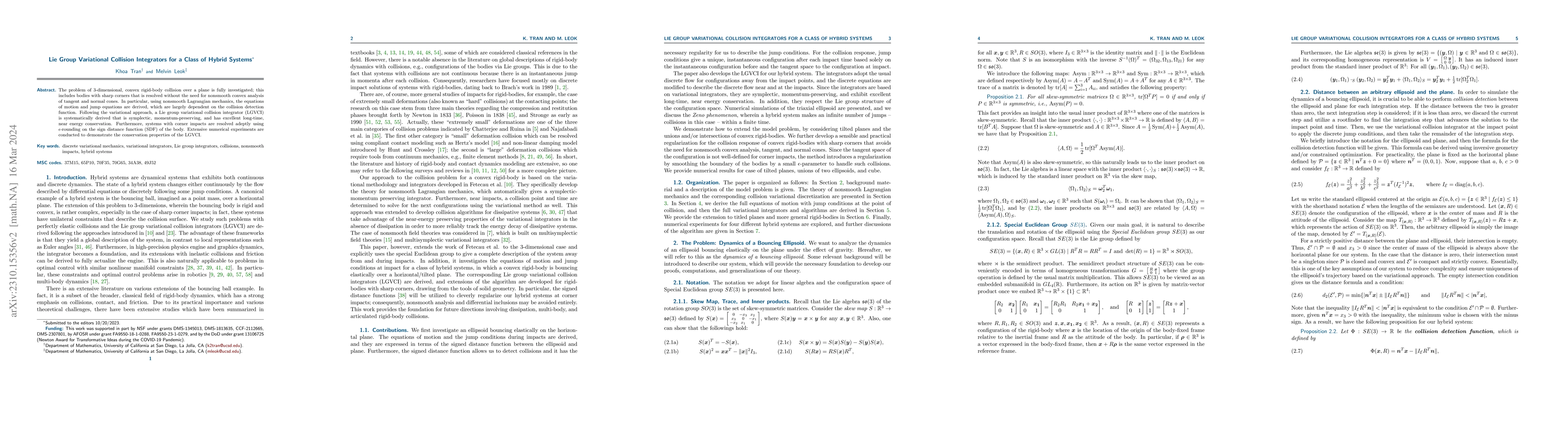 Thumbnail for Lie Group Variational Collision Integrators for a Class of Hybrid
  Systems