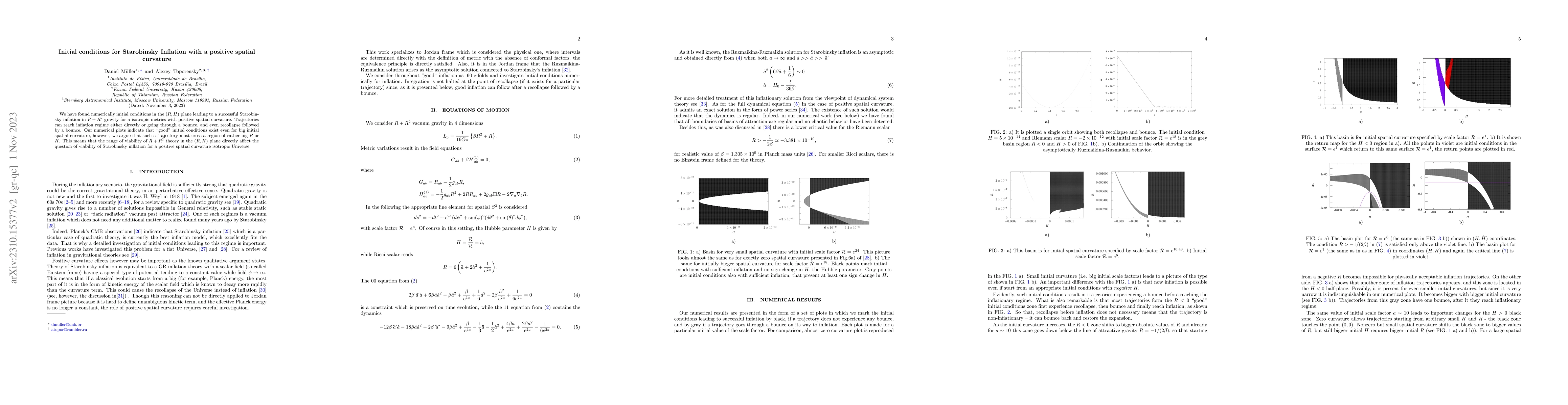 Thumbnail for Initial conditions for Starobinsky Inflation with a positive spatial
  curvature