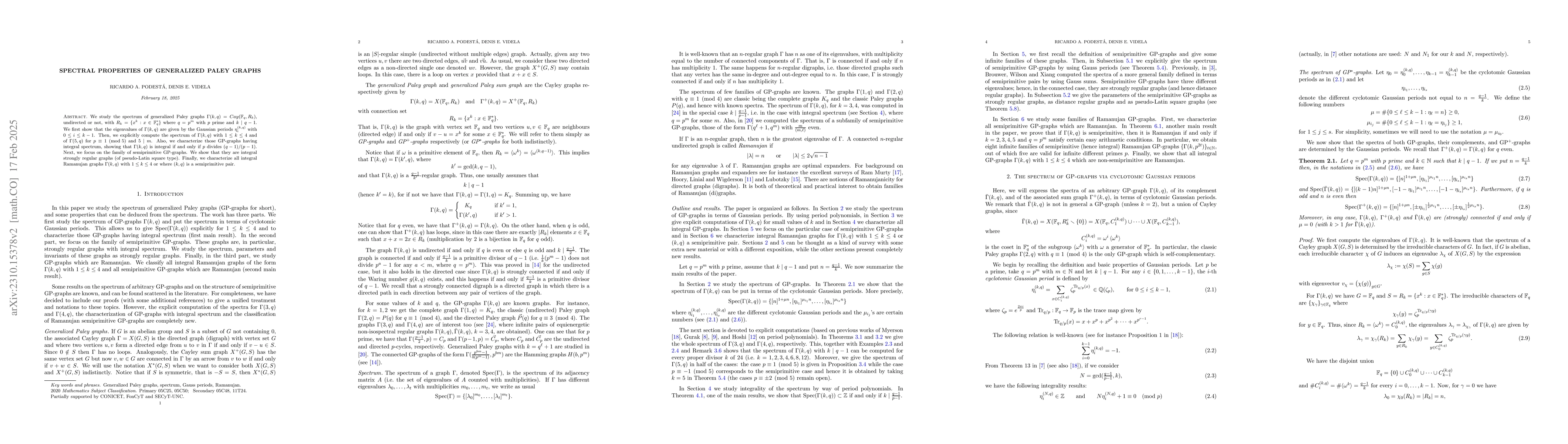Thumbnail for Spectral properties of generalized Paley graphs