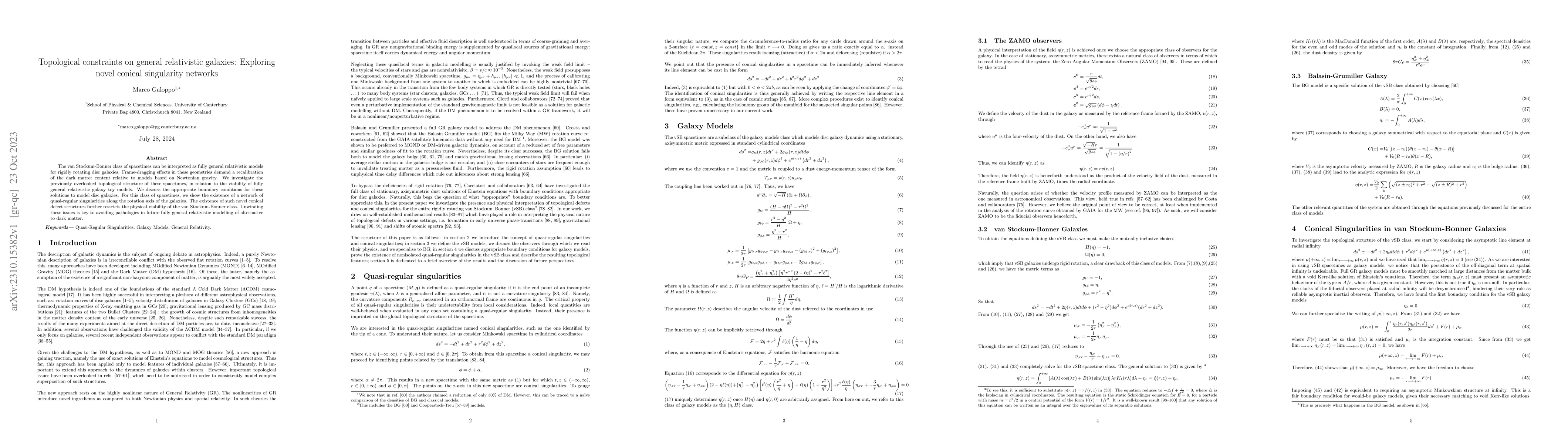 Thumbnail for Topological constraints on general relativistic galaxies: Exploring
  novel conical singularity networks