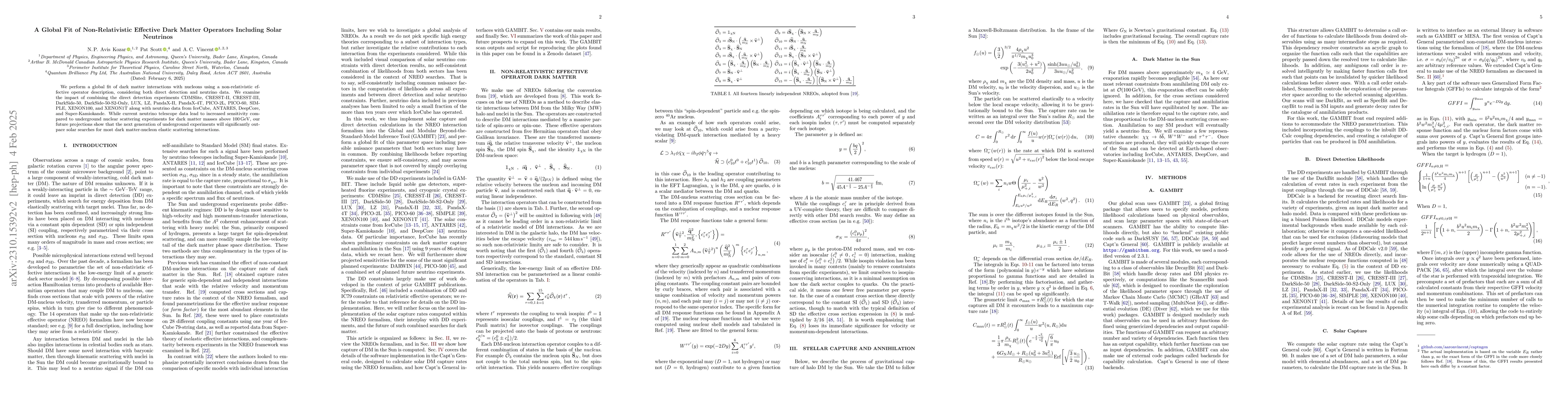 Thumbnail for A Global Fit of Non-Relativistic Effective Dark Matter Operators
  Including Solar Neutrinos