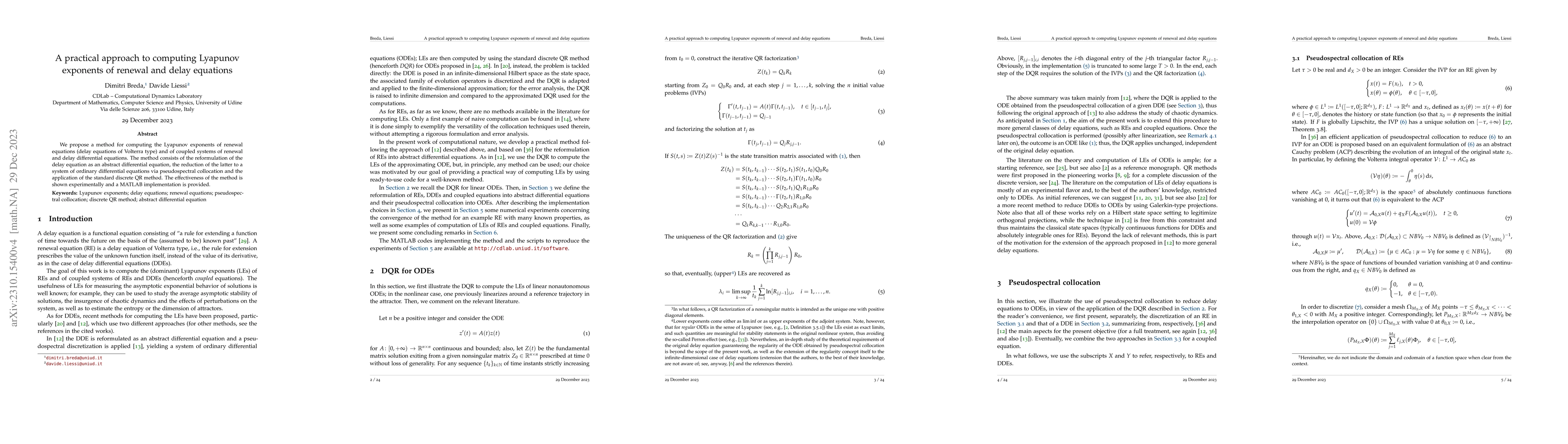 Thumbnail for A practical approach to computing Lyapunov exponents of renewal and
  delay equations