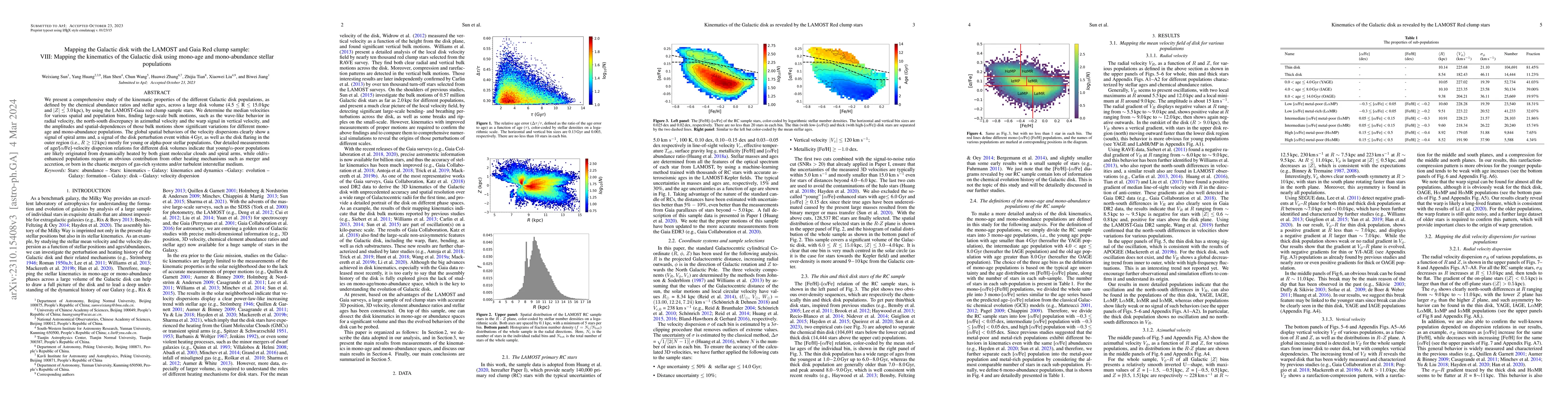 Thumbnail for Mapping the Galactic disk with the LAMOST and Gaia Red clump sample:
  VIII: Mapping the kinematics of the Galactic disk using mono-age and
  mono-abundance stellar populations