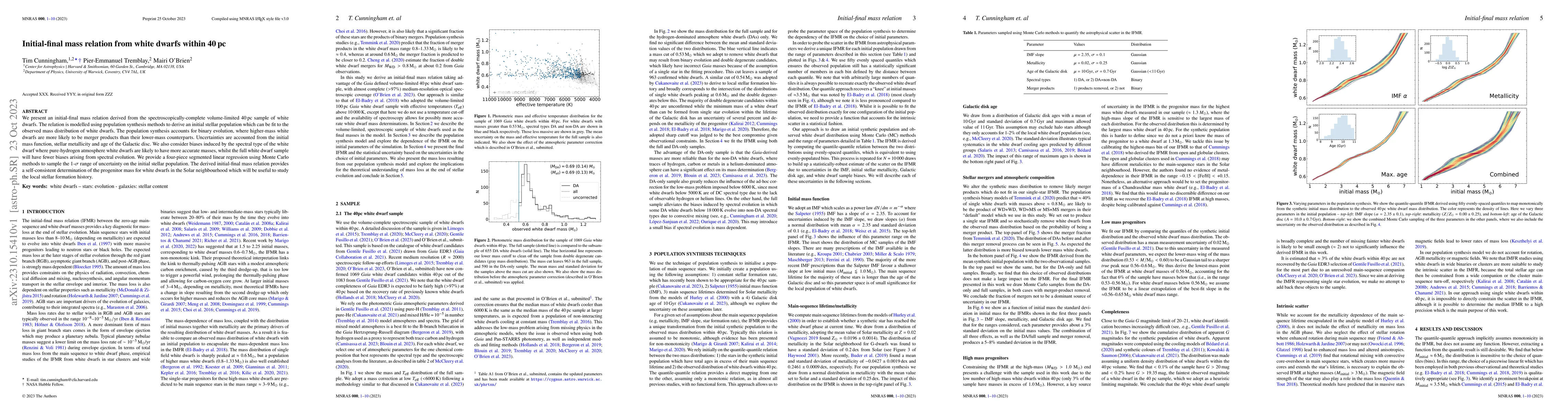 Thumbnail for Initial-final mass relation from white dwarfs within 40 pc