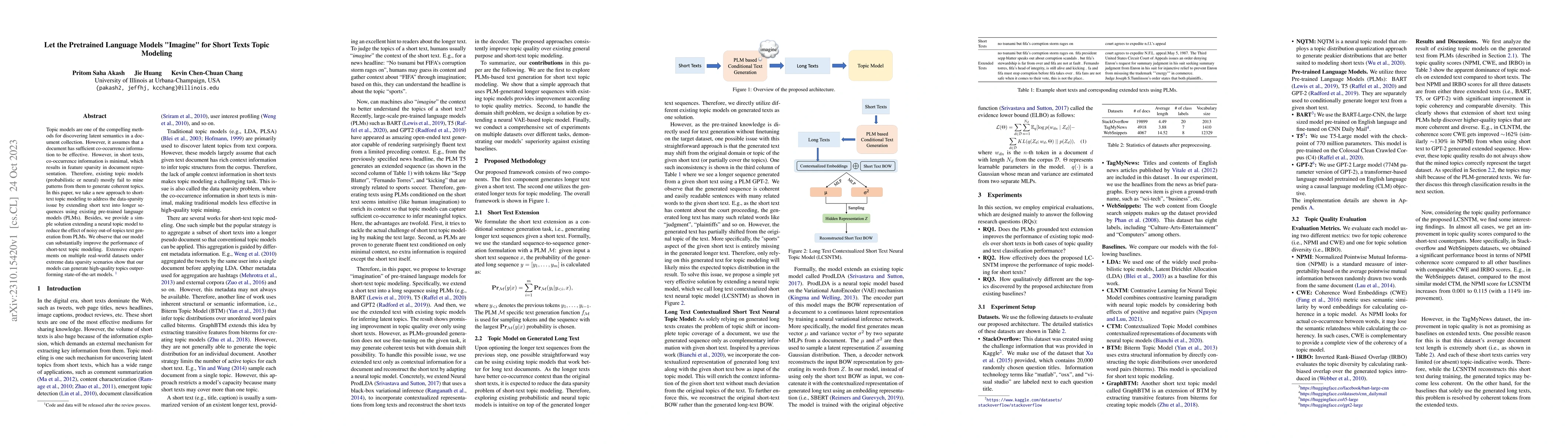 Thumbnail for Let the Pretrained Language Models "Imagine" for Short Texts Topic
  Modeling