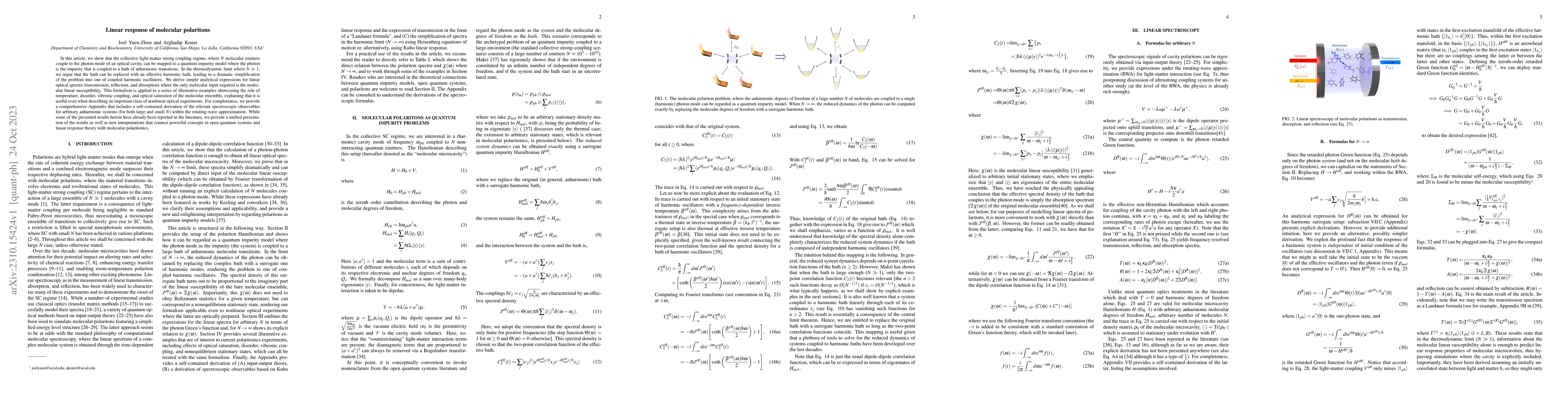 Thumbnail for Linear response of molecular polaritons