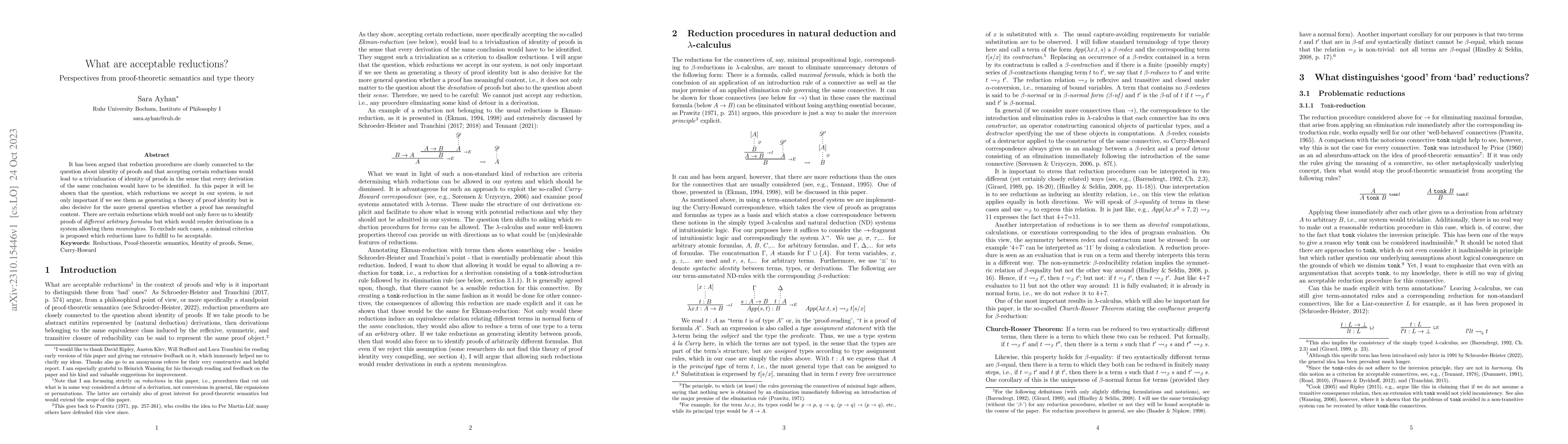 Thumbnail for What are acceptable reductions? Perspectives from proof-theoretic
  semantics and type theory