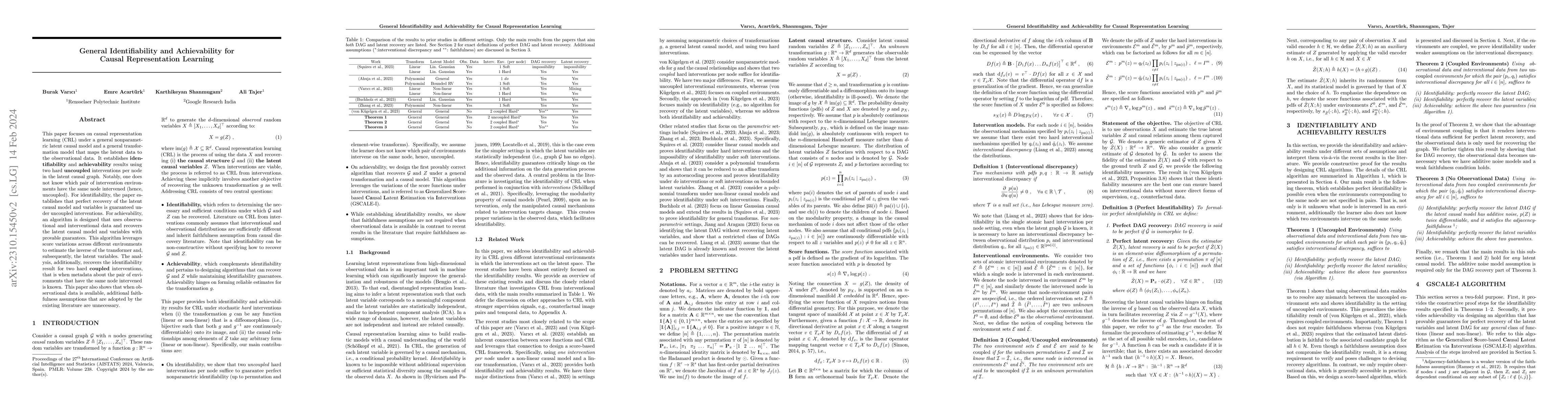 Thumbnail for General Identifiability and Achievability for Causal Representation
  Learning