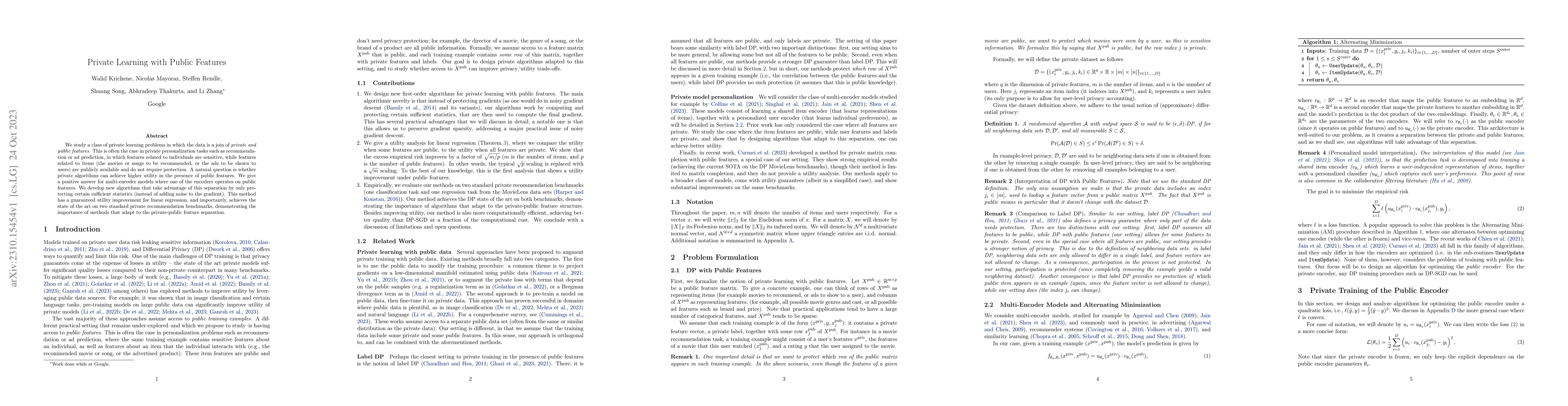 Thumbnail for Private Learning with Public Features