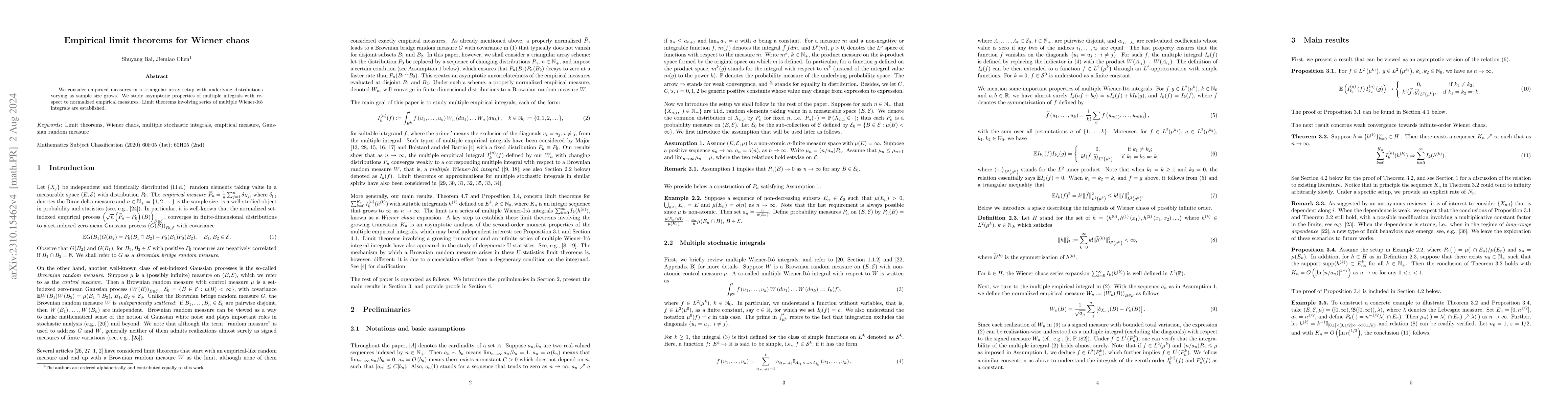 Thumbnail for Empirical limit theorems for Wiener chaos