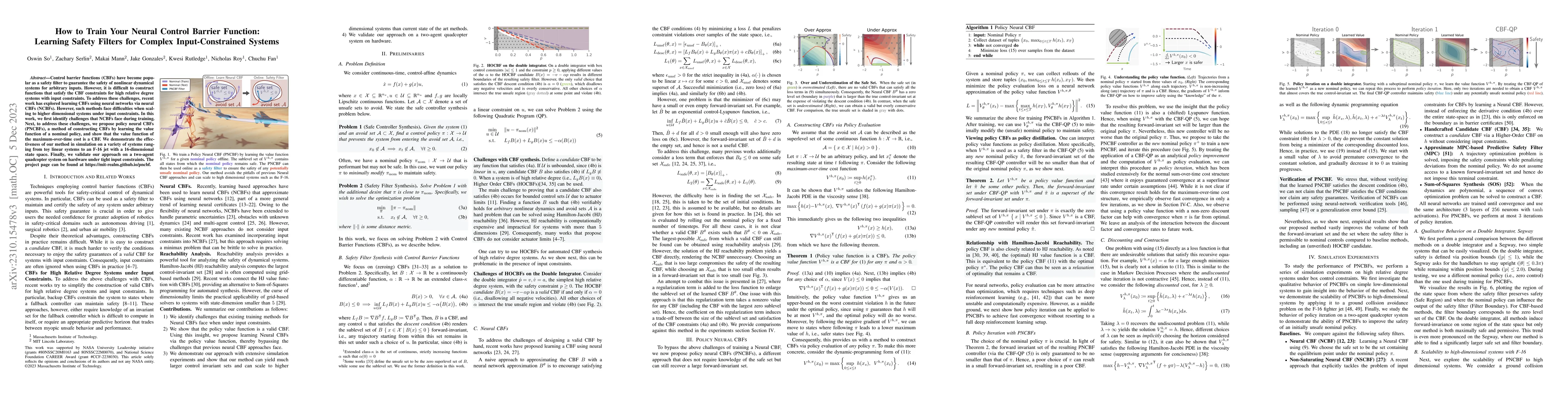Thumbnail for How to Train Your Neural Control Barrier Function: Learning Safety
  Filters for Complex Input-Constrained Systems