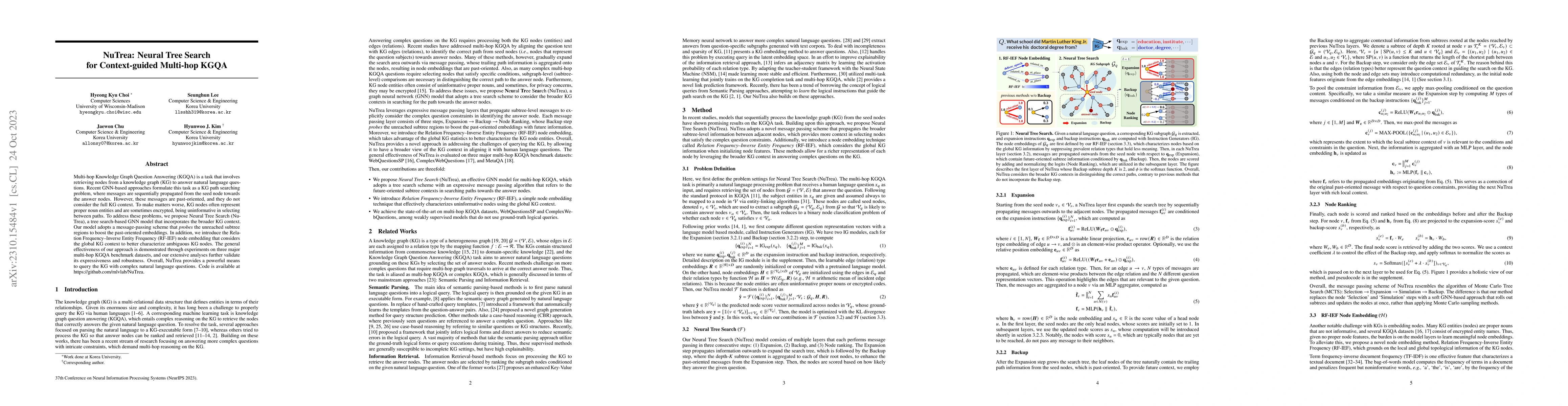 Thumbnail for NuTrea: Neural Tree Search for Context-guided Multi-hop KGQA