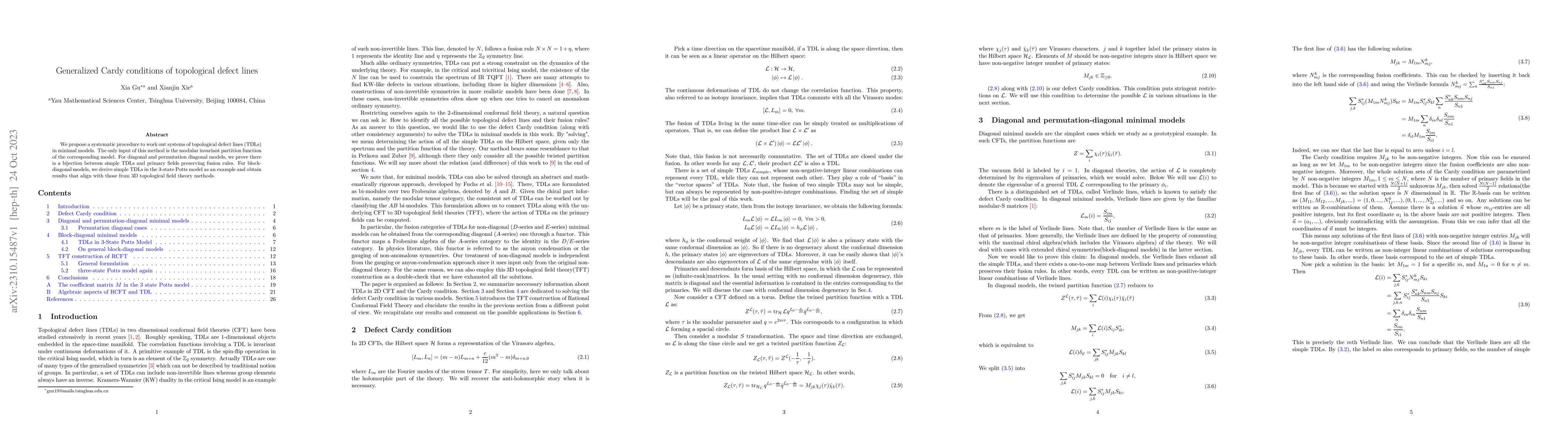 Thumbnail for Generalized Cardy conditions of topological defect lines