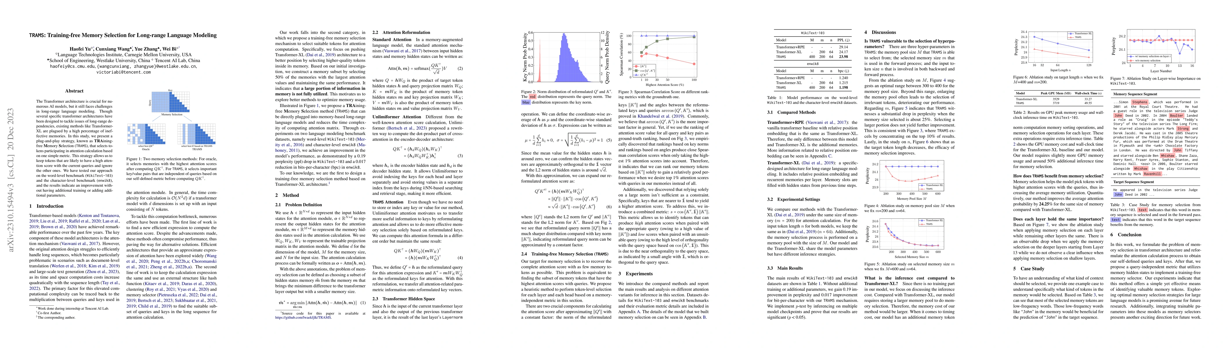 Thumbnail for TRAMS: Training-free Memory Selection for Long-range Language Modeling