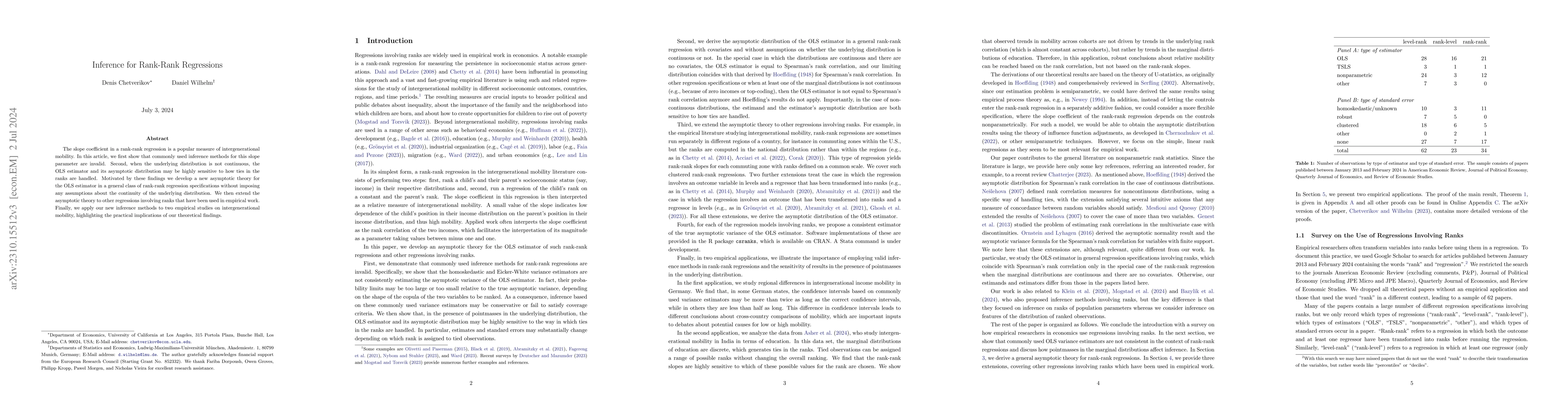 Thumbnail for Inference for Rank-Rank Regressions