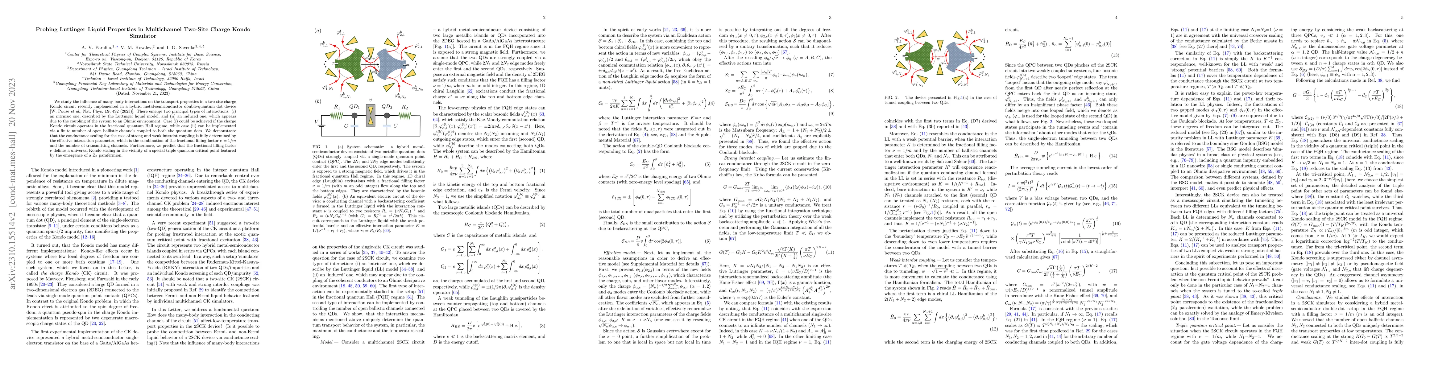 Thumbnail for Probing Luttinger Liquid Properties in Multichannel Two-Site Charge
  Kondo Simulator
