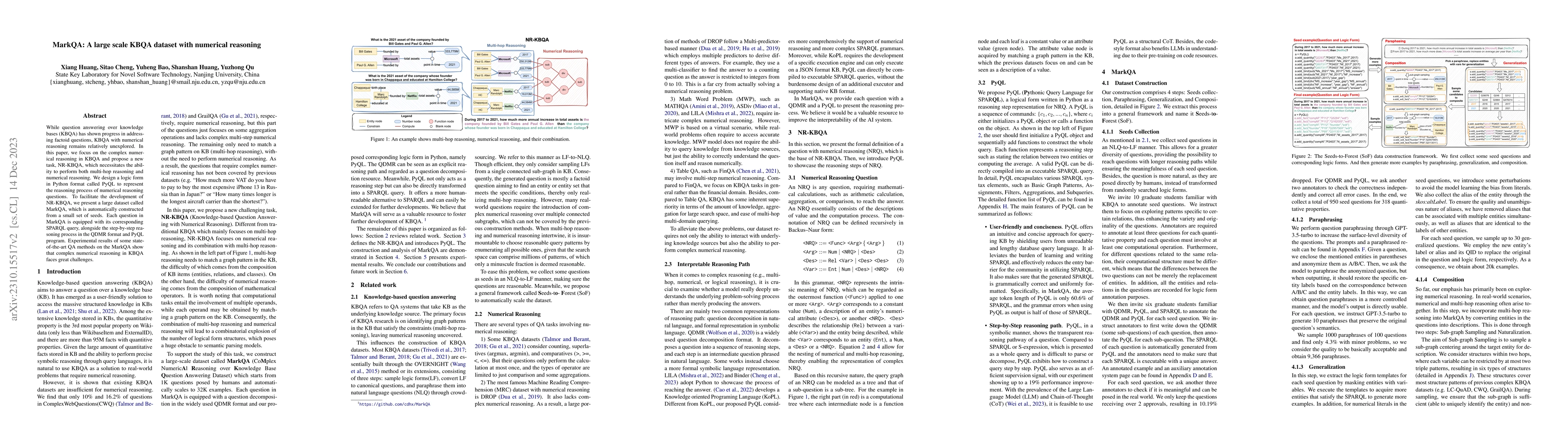 Thumbnail for MarkQA: A large scale KBQA dataset with numerical reasoning