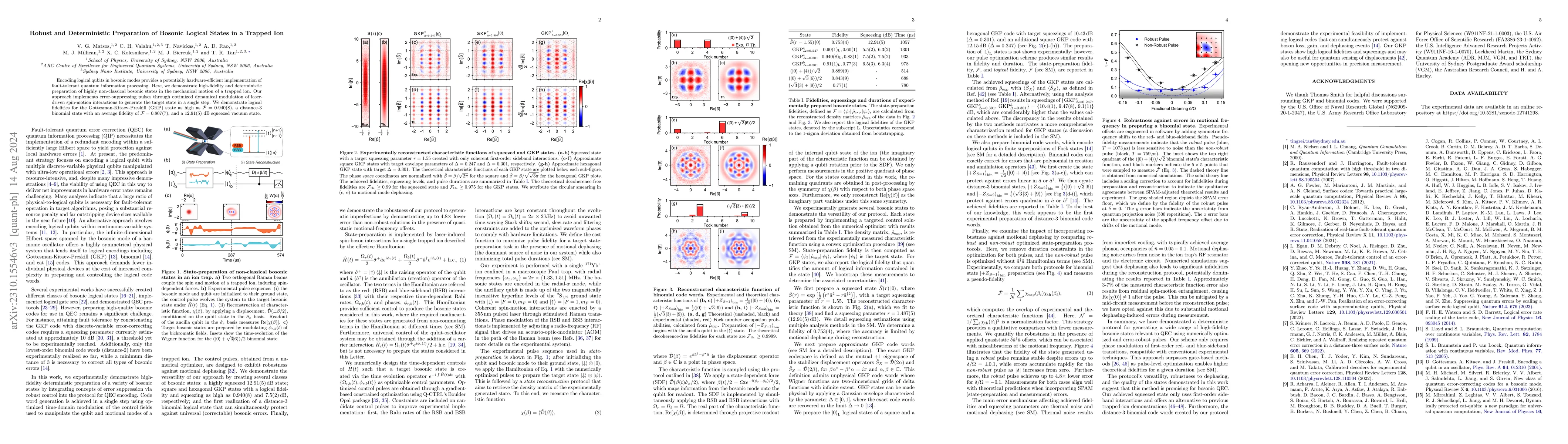 Thumbnail for Robust and Deterministic Preparation of Bosonic Logical States in a
  Trapped Ion