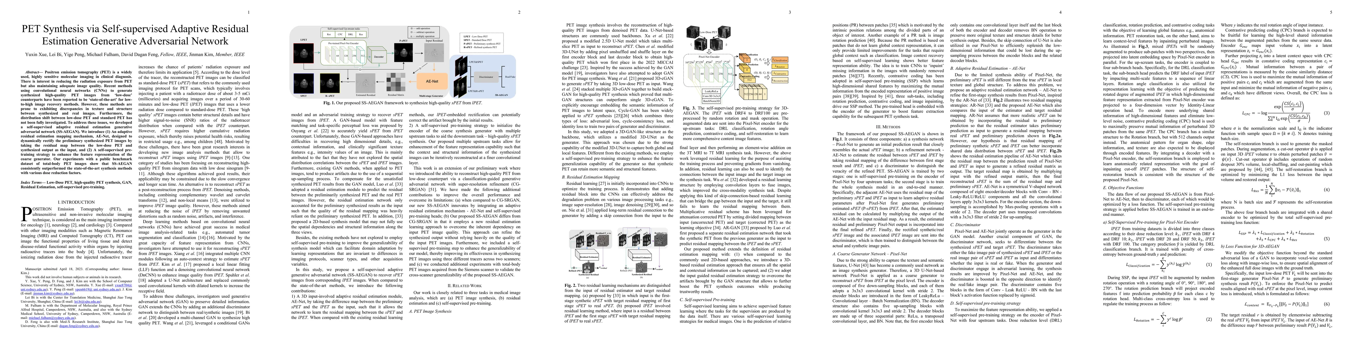 Thumbnail for PET Synthesis via Self-supervised Adaptive Residual Estimation
  Generative Adversarial Network