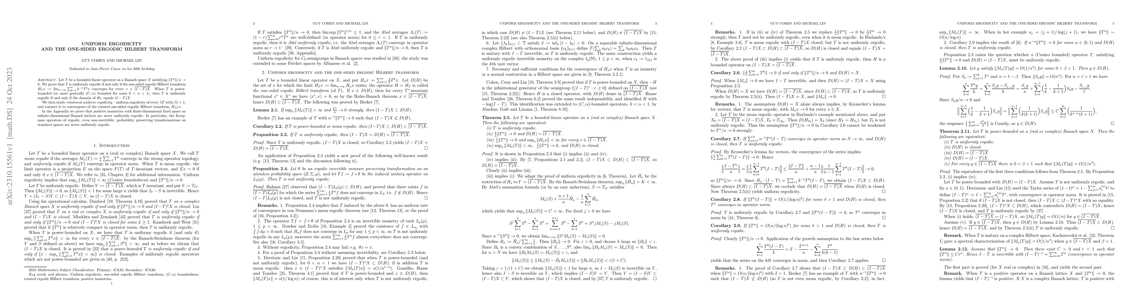 Thumbnail for Uniform ergodicity and the one-sided ergodic Hilbert transform