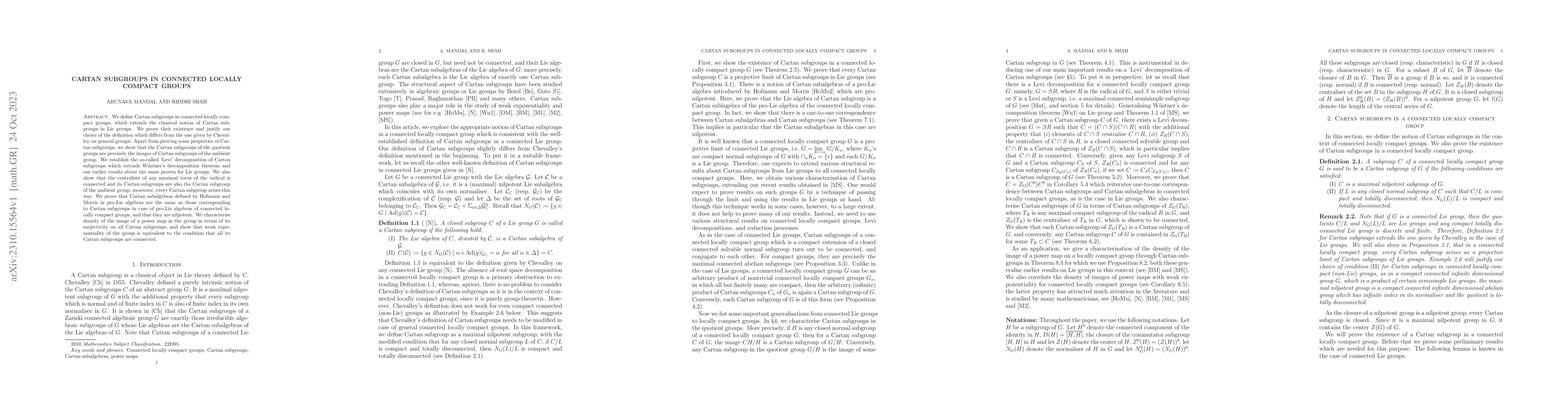Thumbnail for Cartan subgroups in connected locally compact groups