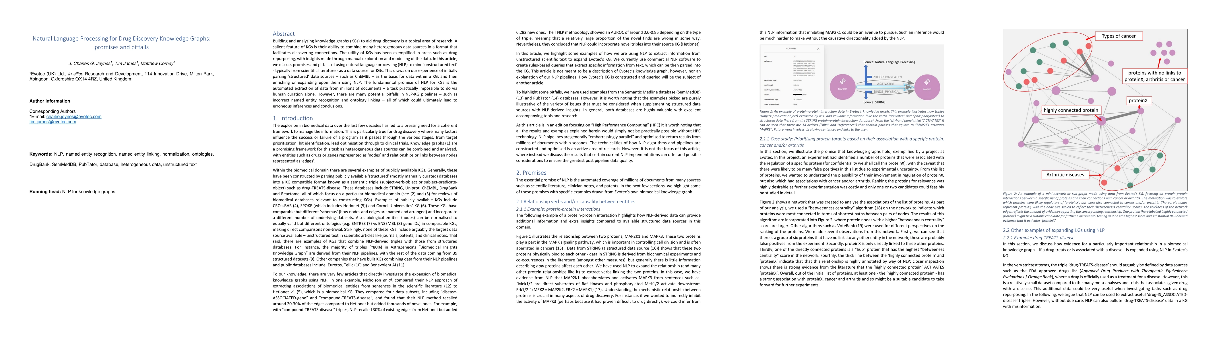 Thumbnail for Natural Language Processing for Drug Discovery Knowledge Graphs:
  promises and pitfalls