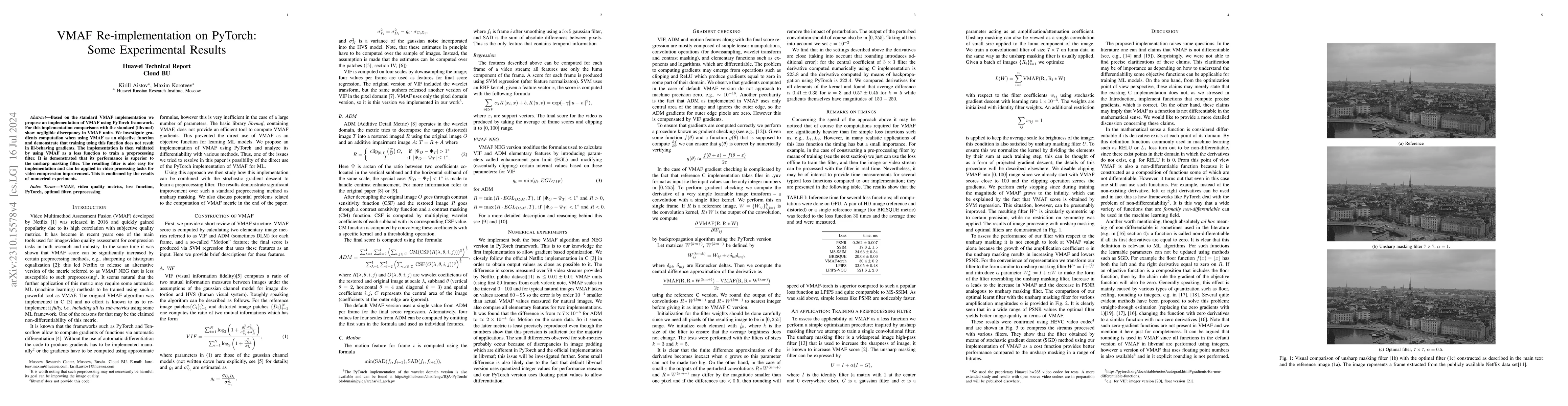 Thumbnail for VMAF Re-implementation on PyTorch: Some Experimental Results