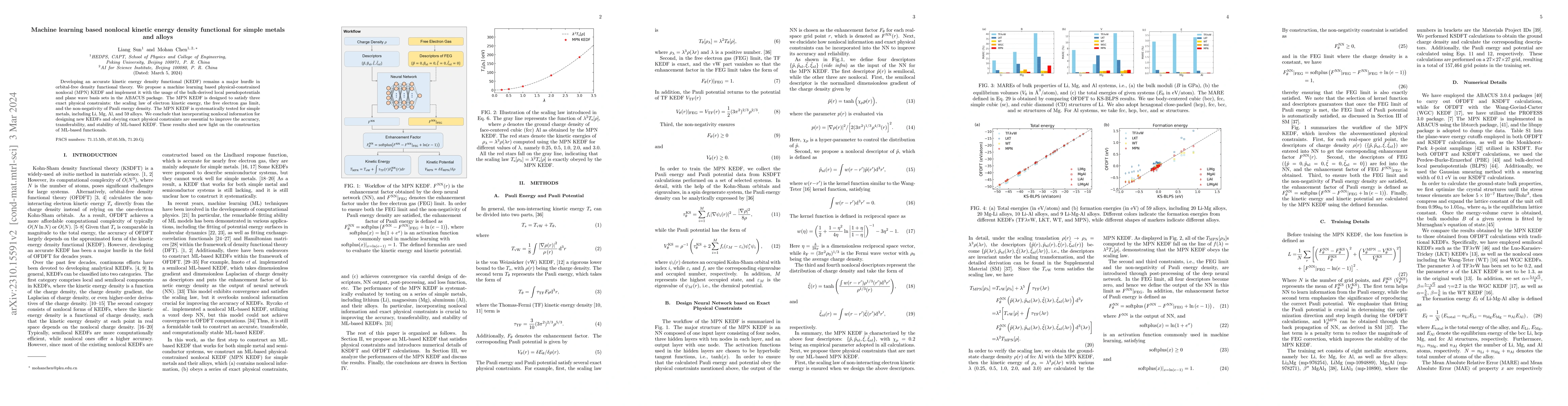 Thumbnail for Machine learning based nonlocal kinetic energy density functional for
  simple metals and alloys