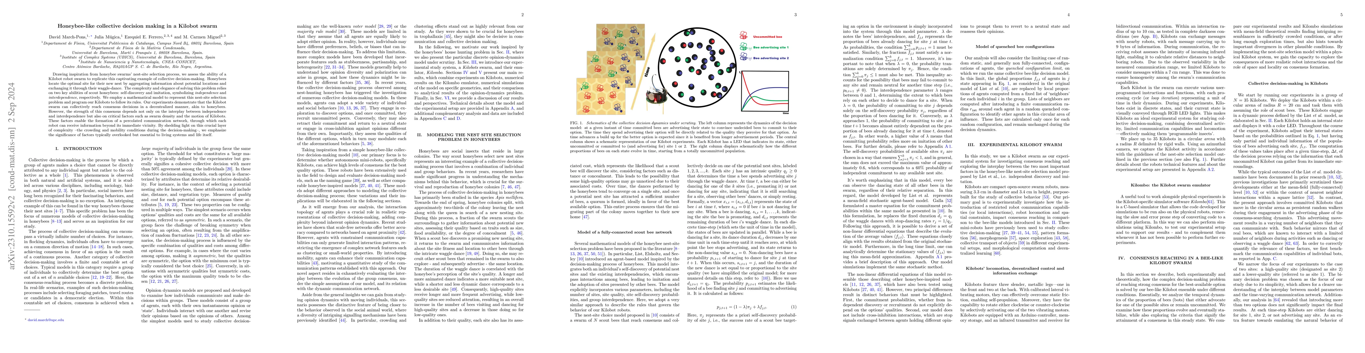 Thumbnail for Honeybee-like collective decision making in a kilobot swarm