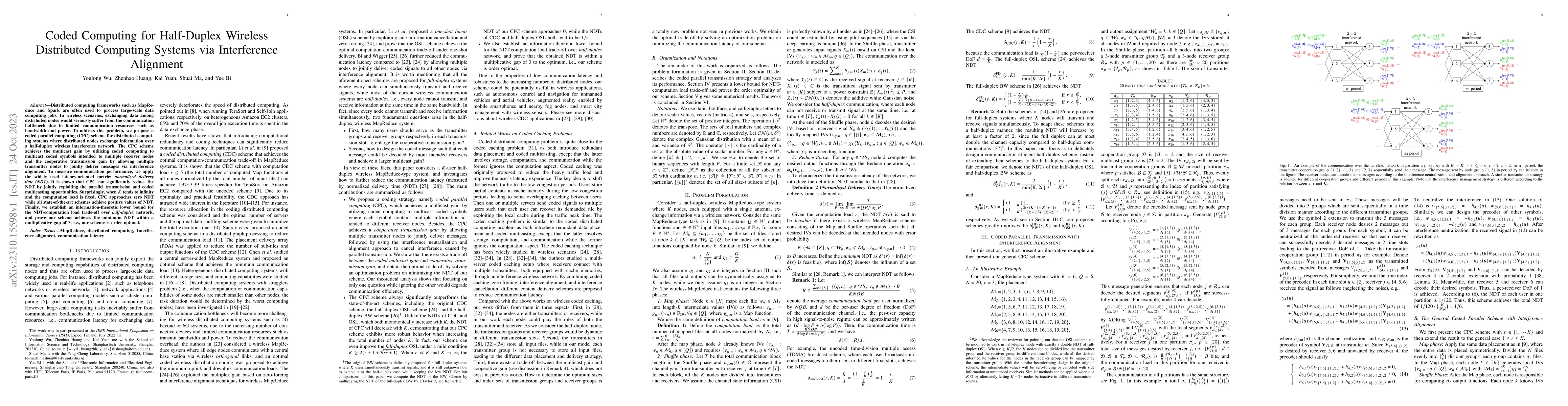 Thumbnail for Coded Computing for Half-Duplex Wireless Distributed Computing Systems
  via Interference Alignment