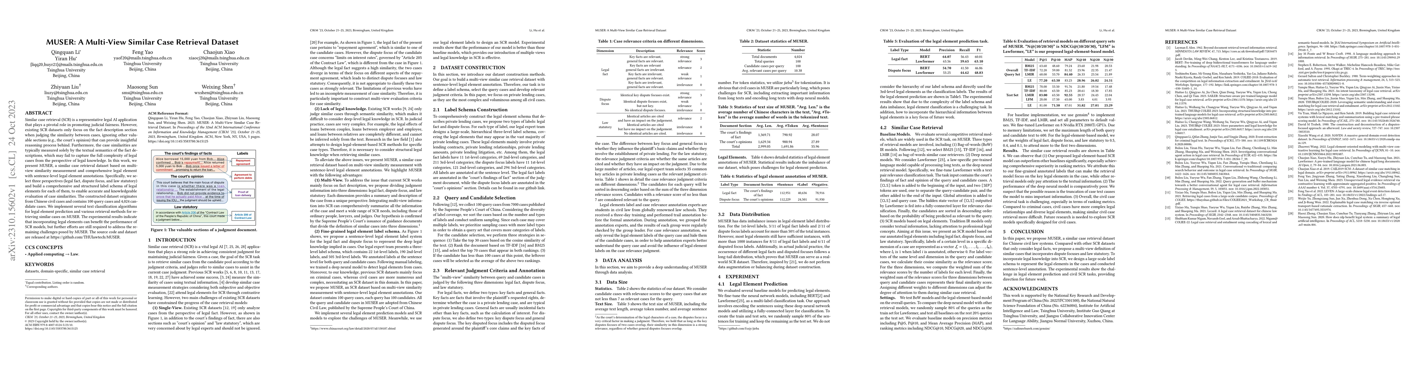 Thumbnail for MUSER: A Multi-View Similar Case Retrieval Dataset