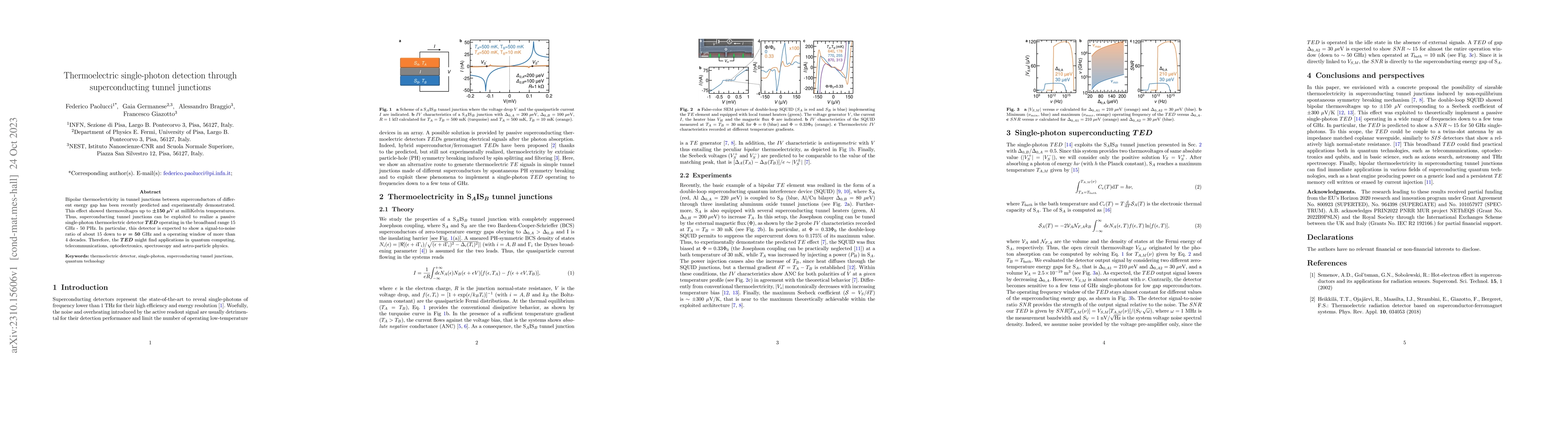 Thumbnail for Thermoelectric single-photon detection through superconducting tunnel
  junctions