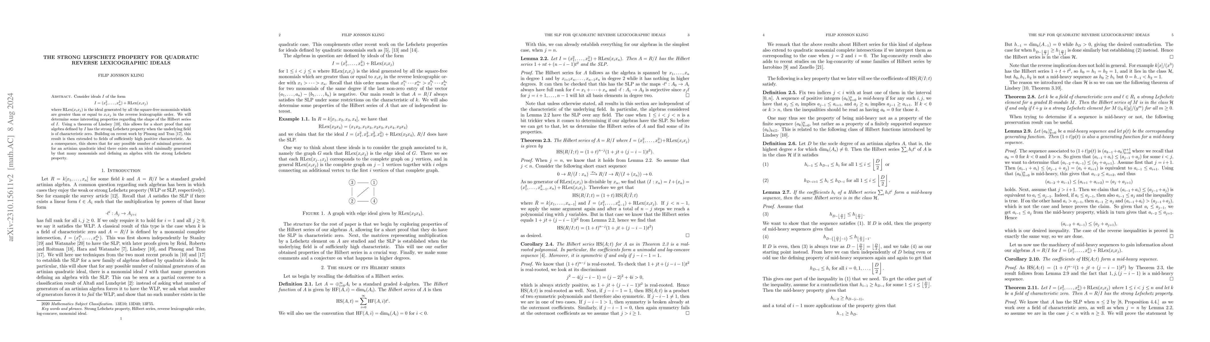 Thumbnail for The strong Lefschetz property for quadratic reverse lexicographic ideals