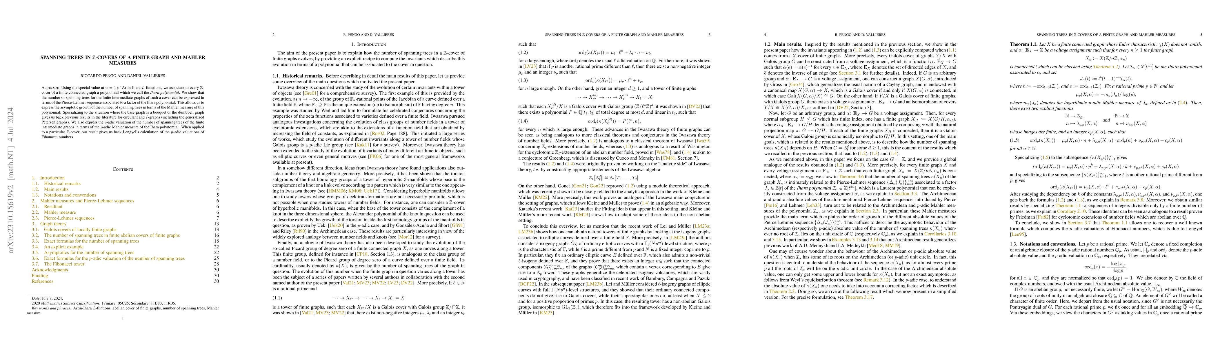 Thumbnail for Spanning trees in $\mathbb{Z}$-covers of a finite graph and Mahler
  measures
