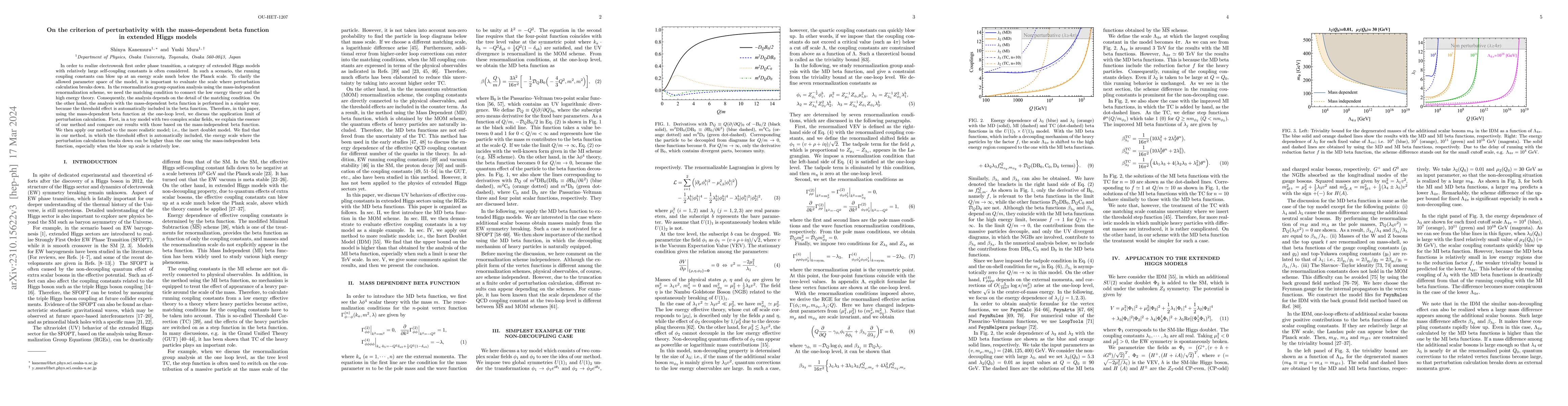 Thumbnail for On the criterion of perturbativity with the mass-dependent beta function
  in extended Higgs models