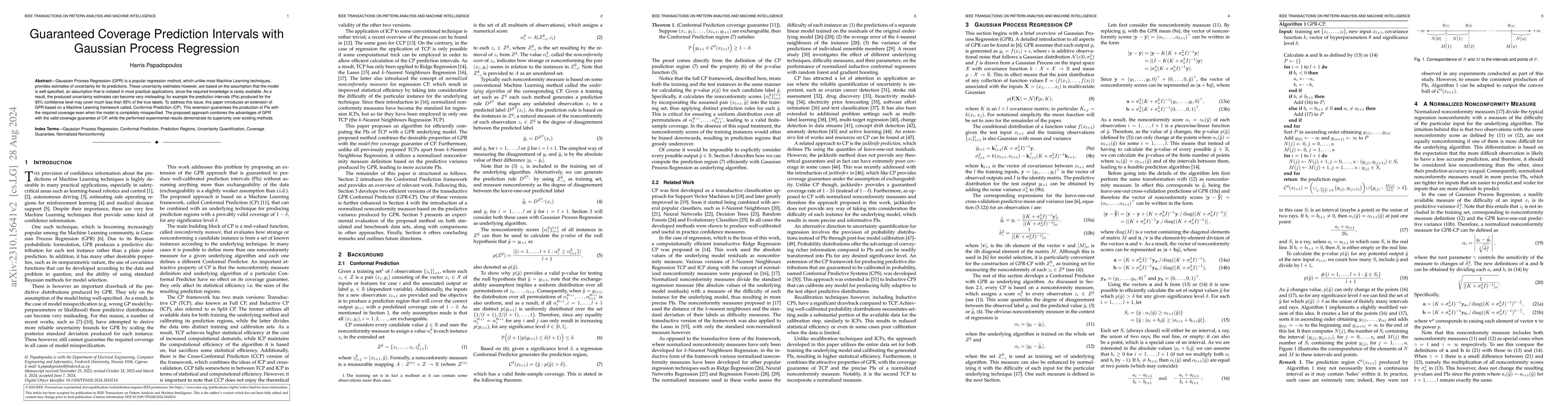 Thumbnail for Guaranteed Coverage Prediction Intervals with Gaussian Process
  Regression