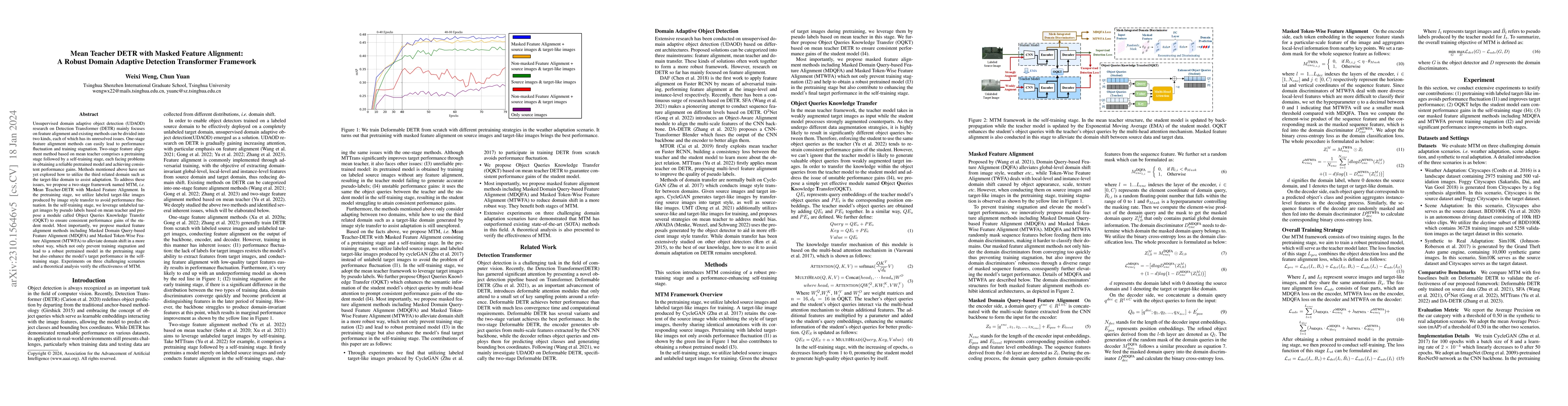 Thumbnail for Mean Teacher DETR with Masked Feature Alignment: A Robust Domain
  Adaptive Detection Transformer Framework