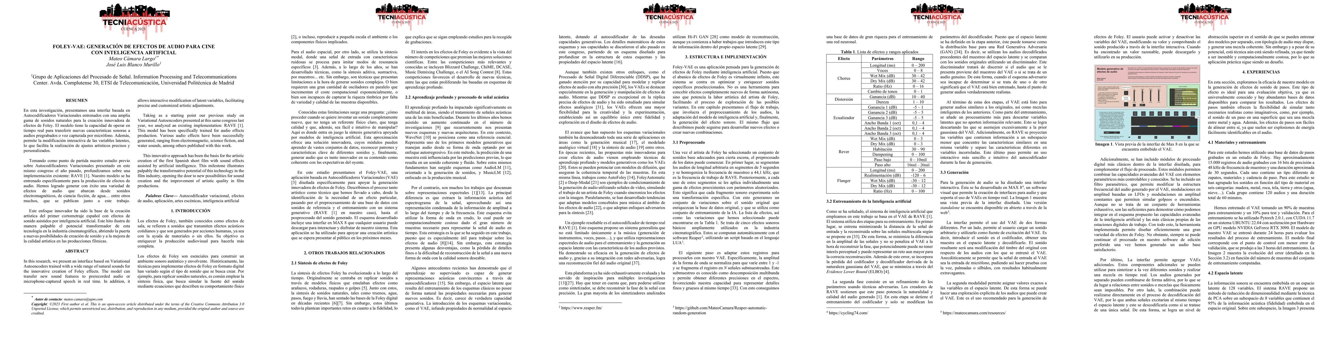 Thumbnail for FOLEY-VAE: Generaci\'on de efectos de audio para cine con inteligencia
  artificial